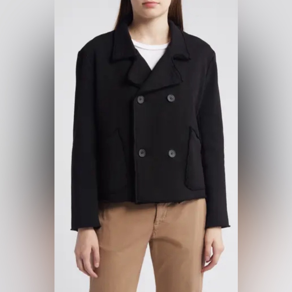 Frank & Eileen Mini Belfast Crop Knit Peacoat | Size L